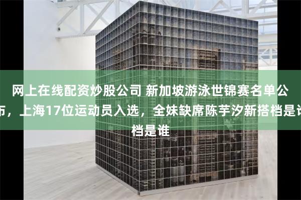 网上在线配资炒股公司 新加坡游泳世锦赛名单公布，上海17位运动员入选，全妹缺席陈芋汐新搭档是谁